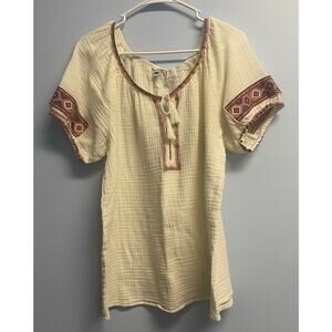 J crew light weight embroidered gauze top -Preowned Sz Med